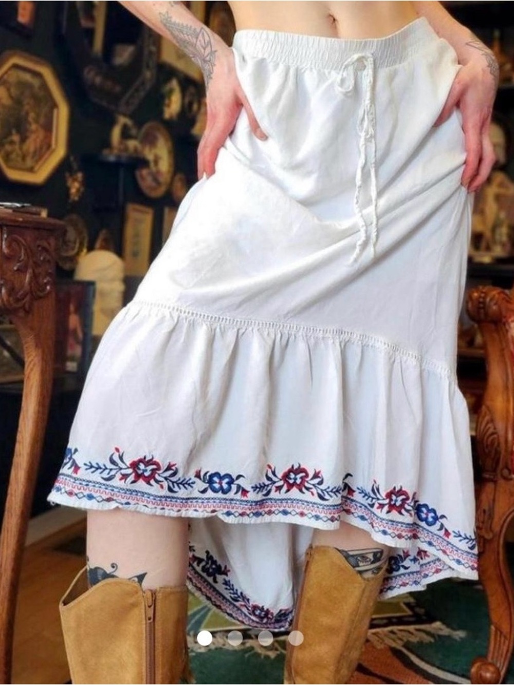 Time and Tru XXL (20) White Embroidered Hi-Lo Maxi Skirt